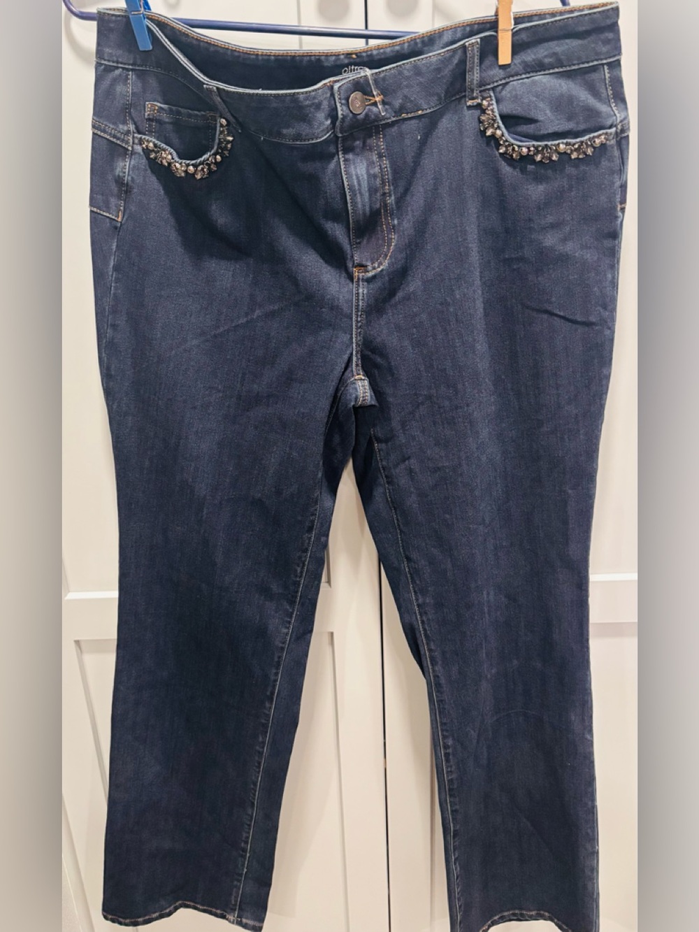 Oltre Made In Italy Plus Size Embellished Jeans  Stretch NWOT Luxury RETAIL$226